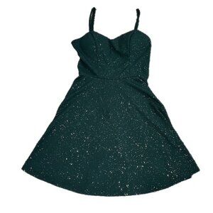 City Triangles Sparkly Party Mini Dress Green and Gold Size 3